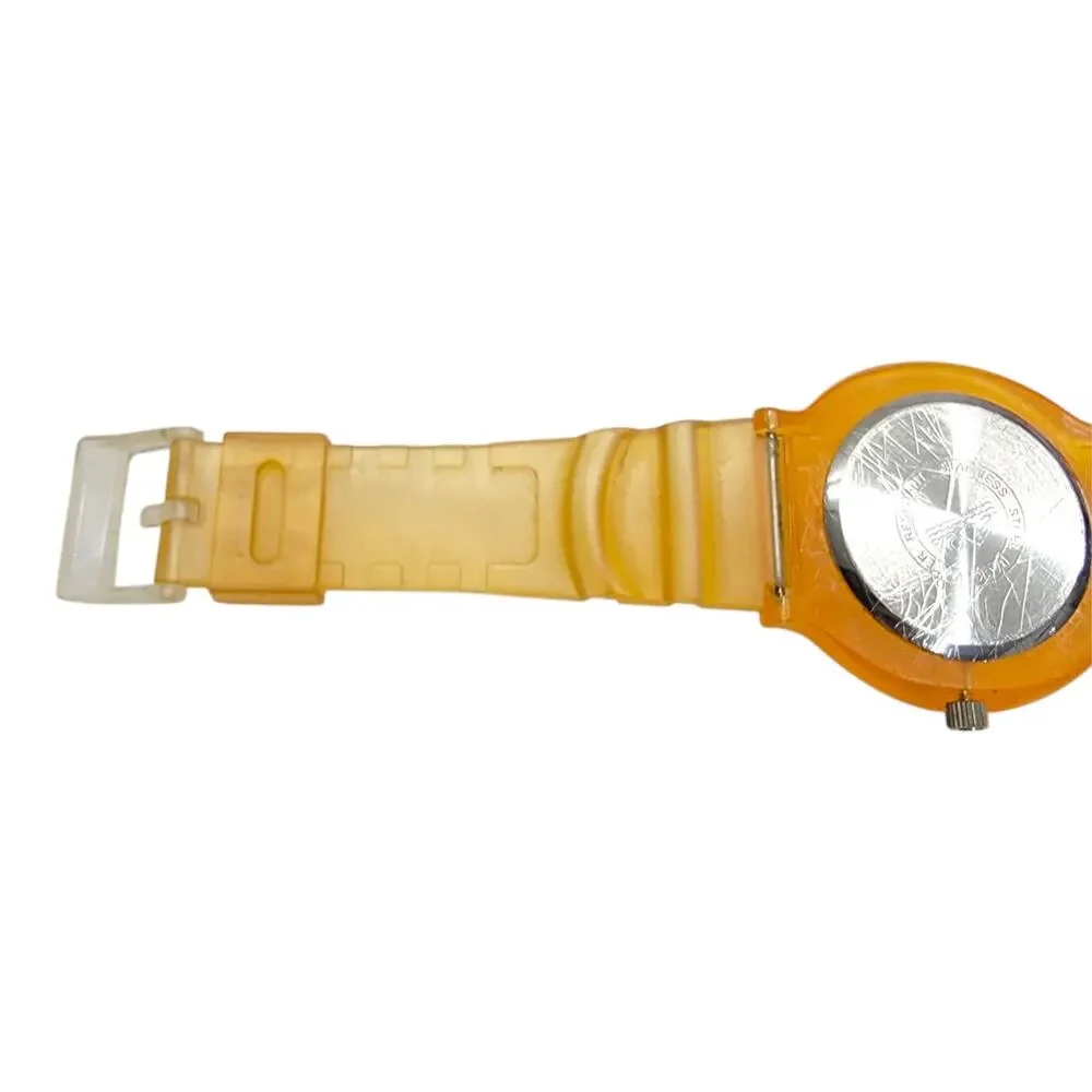 Vintage Y2K Aqua By Alexis Yellow Translucent Jelly Watch Bubble Dial Surf READ